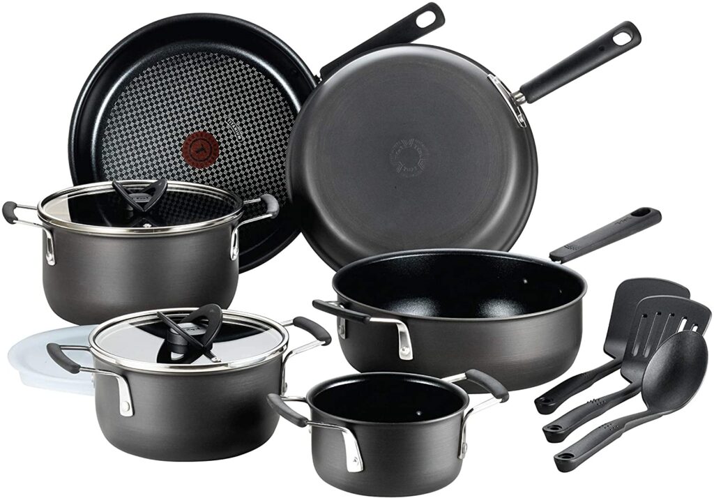 T-fall All-In-One Hard Anodized Dishwasher Safe Nonstick Cookware Set 12 Piece